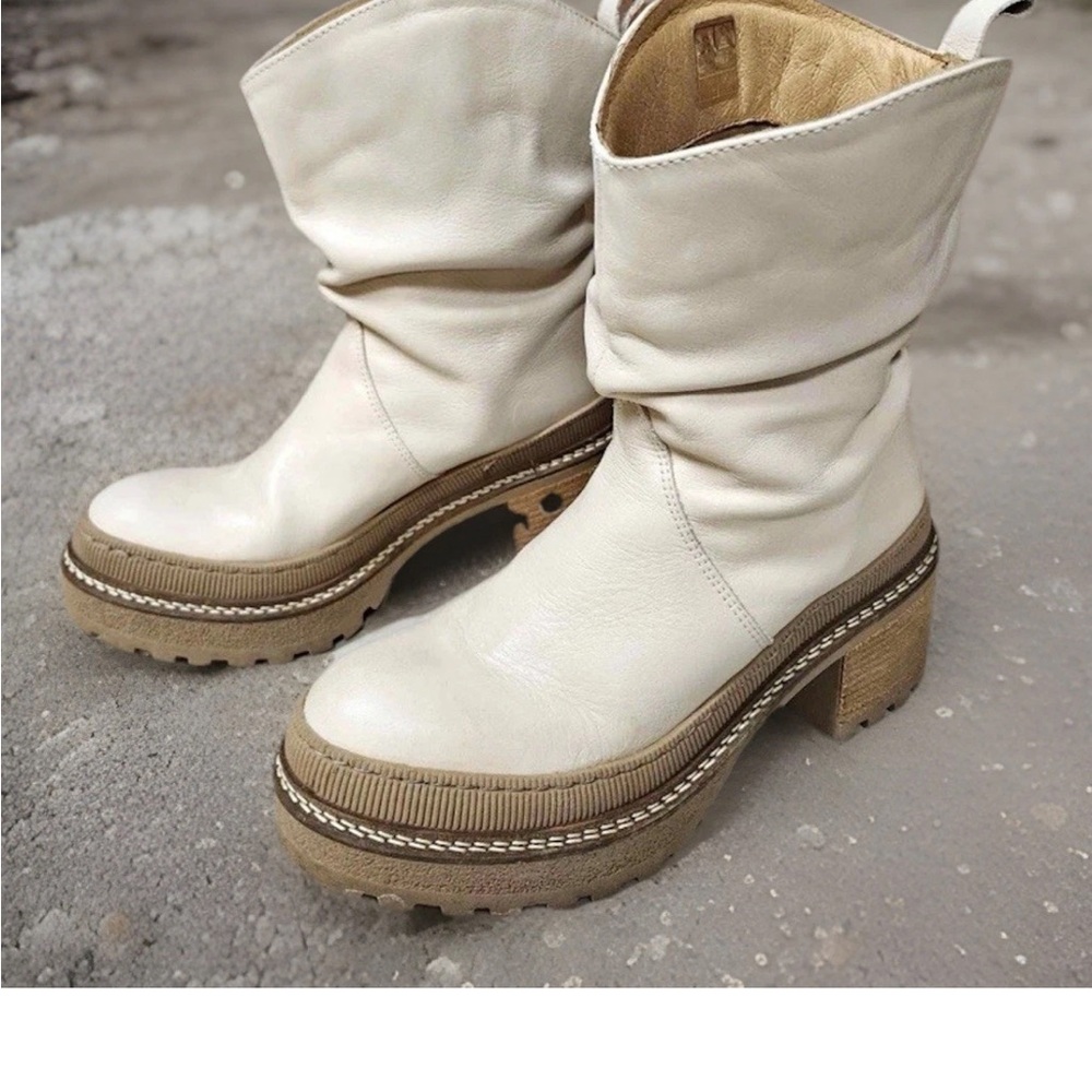 Free People Cream Platform Boots